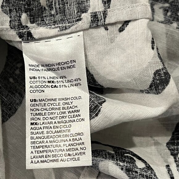 Chico Linen Print Button Duster, White Black, M - Picture 4 of 8